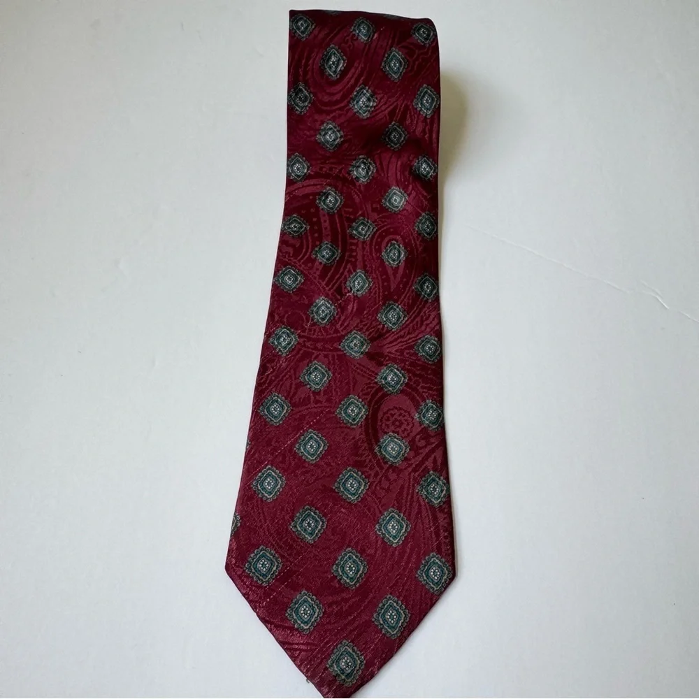 Vintage Christian Dior Monsieur Red Paisley Medallion Tipped Necktie 58” READ